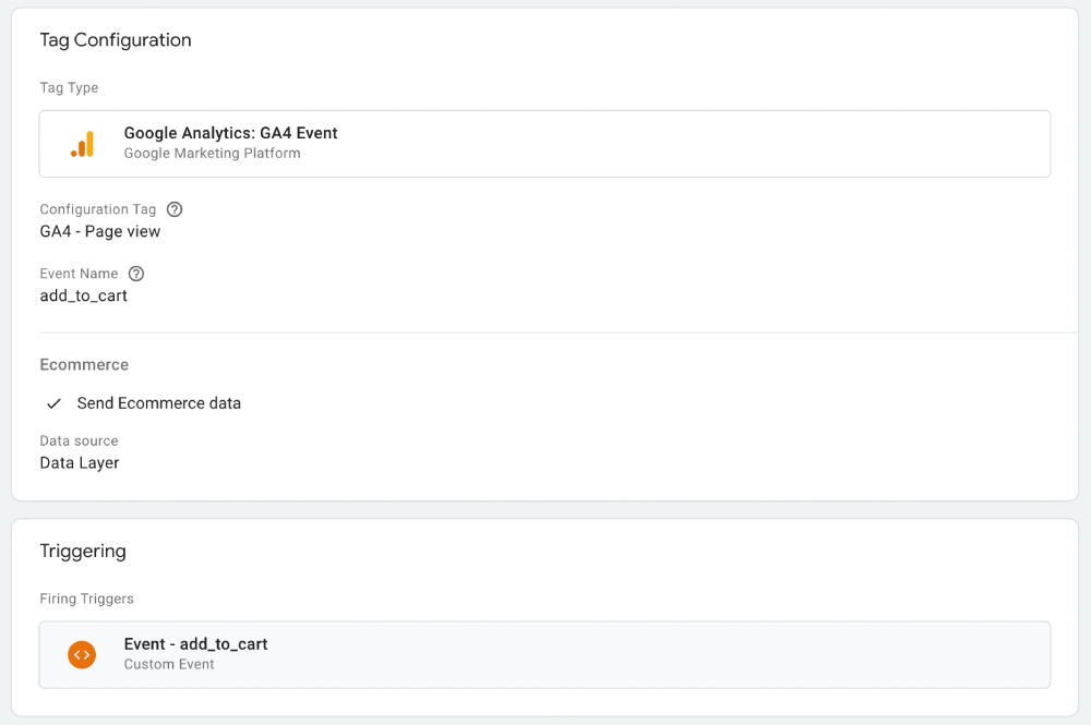 GA4 - Google Tag Manager add to cart