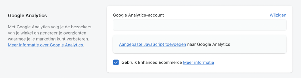 Shopify Google Analytics instellingen